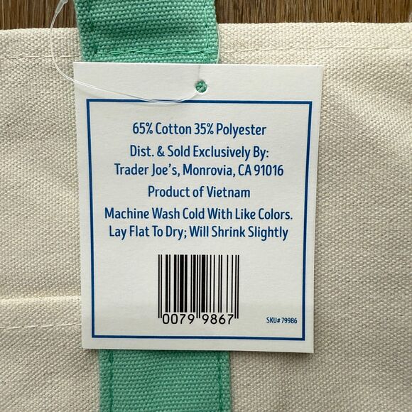 Trader Joe's Mini Tote Bag Green Pastel Canvas Limited Edition Spring - Picture 4 of 9